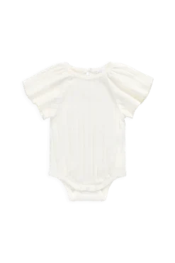 Organic Cotton Josephine Playsuit - Sweet Heart Pointelle Parchment