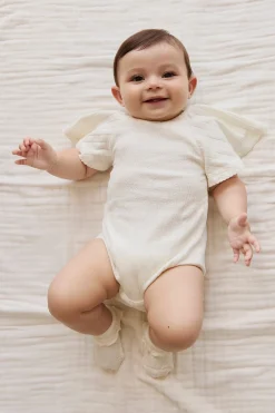 Organic Cotton Josephine Playsuit - Sweet Heart Pointelle Parchment