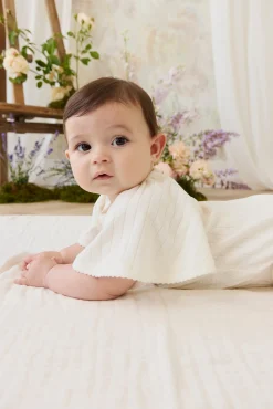 Organic Cotton Josephine Playsuit - Sweet Heart Pointelle Parchment