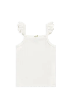 Organic Cotton Josephine Singlet - Sweet Heart Pointelle Parchment