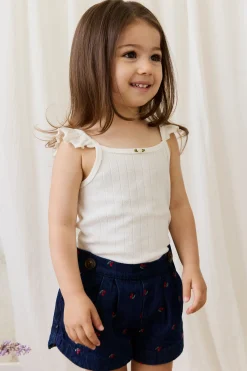 Organic Cotton Josephine Singlet - Sweet Heart Pointelle Parchment