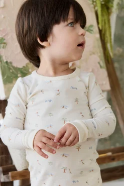 Organic Cotton Jude Long Sleeve Pyjama Set - Savannah Animals Tofu