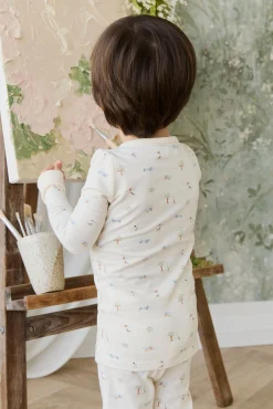 Organic Cotton Jude Long Sleeve Pyjama Set - Savannah Animals Tofu