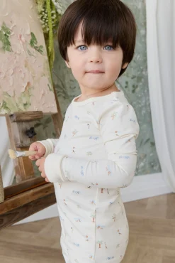 Organic Cotton Jude Long Sleeve Pyjama Set - Savannah Animals Tofu