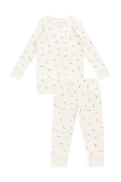 Organic Cotton Jude Long Sleeve Pyjama Set - Savannah Animals Tofu