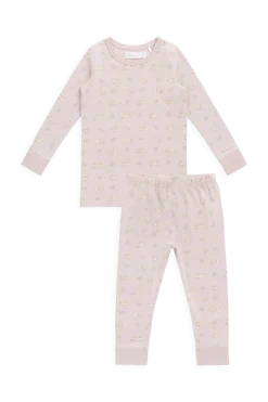 Organic Cotton Jude Long Sleeve Pyjama Set - Moon Floral Mauve