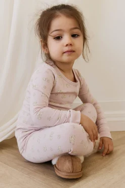 Organic Cotton Jude Long Sleeve Pyjama Set - Moon Floral Mauve