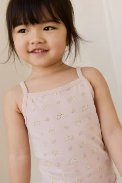 Organic Cotton Jude Singlet Pyjama Set - Moon Floral Mauve