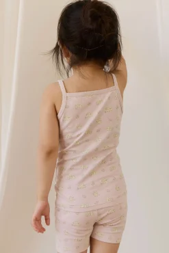 Organic Cotton Jude Singlet Pyjama Set - Moon Floral Mauve
