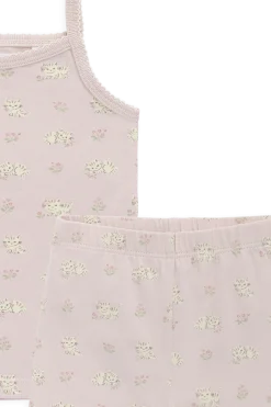 Organic Cotton Jude Singlet Pyjama Set - Moon Floral Mauve