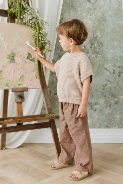 Organic Cotton Kenji Pant - Double Windowpane Check Oud/Hay