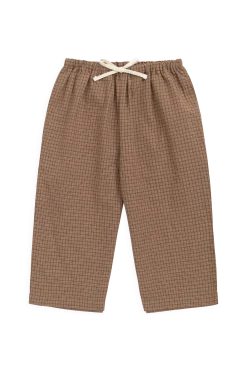Organic Cotton Kenji Pant - Double Windowpane Check Oud/Hay