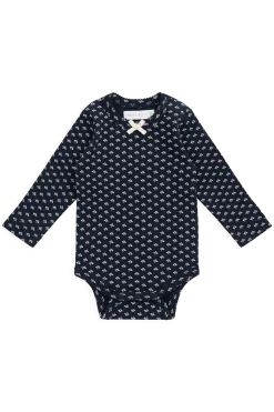 Organic Cotton Long Sleeve Bodysuit - Lisa Petite Indigo