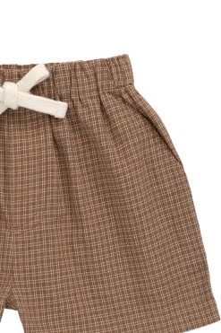Organic Cotton Louis Short - Double Windowpane Check Oud/Hay