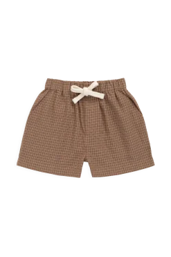 Organic Cotton Louis Short - Double Windowpane Check Oud/Hay