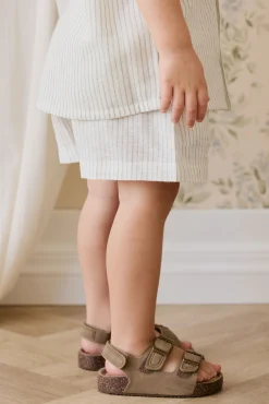 Organic Cotton Louis Short-Mini Pinstripe Parchment / Dawn