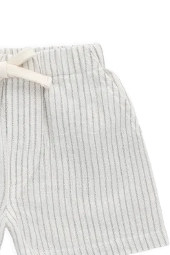 Organic Cotton Louis Short-Mini Pinstripe Parchment / Dawn
