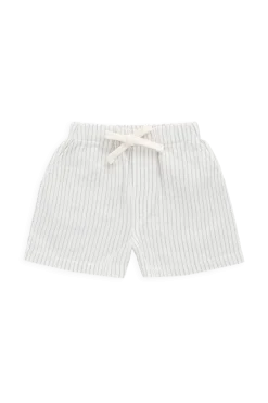 Organic Cotton Louis Short-Mini Pinstripe Parchment / Dawn