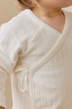 Organic Cotton Marina Bodysuit - Sweet Heart Pointelle Parchment