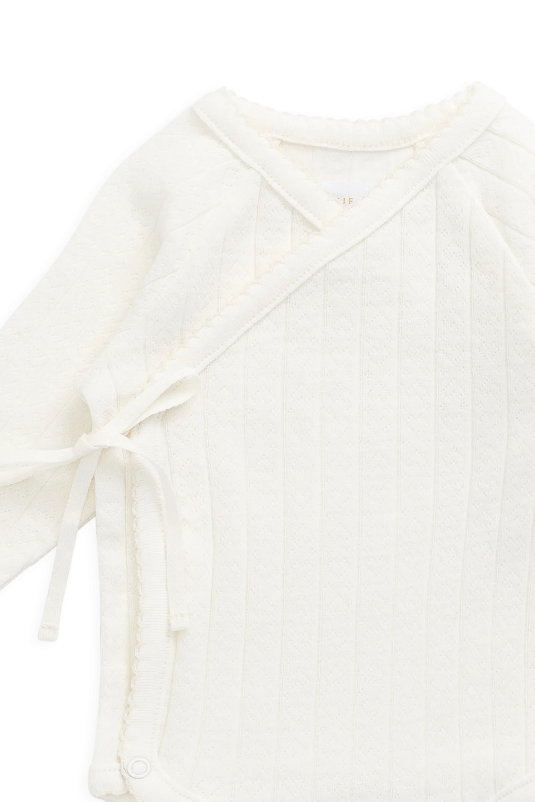 Organic Cotton Marina Bodysuit - Sweet Heart Pointelle Parchment