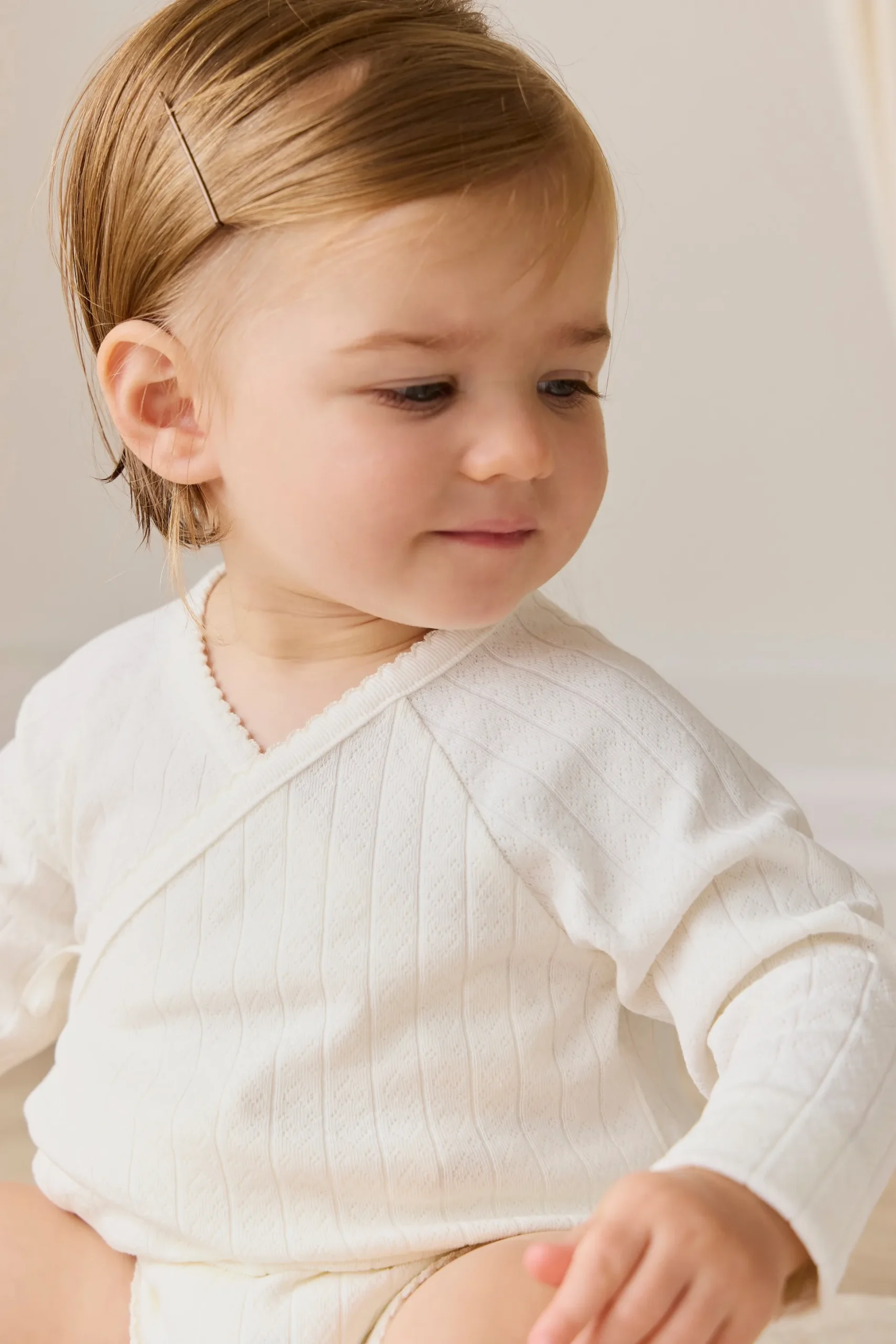 Organic Cotton Marina Bodysuit - Sweet Heart Pointelle Parchment