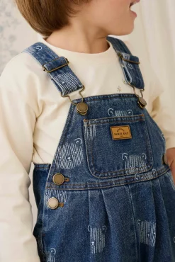Organic Cotton Marshall Long Sleeve Top - Cloud Honeybee Bear