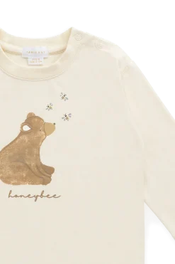 Organic Cotton Marshall Long Sleeve Top - Cloud Honeybee Bear