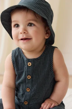 Organic Cotton Milo Jumpsuit - Forest Grid