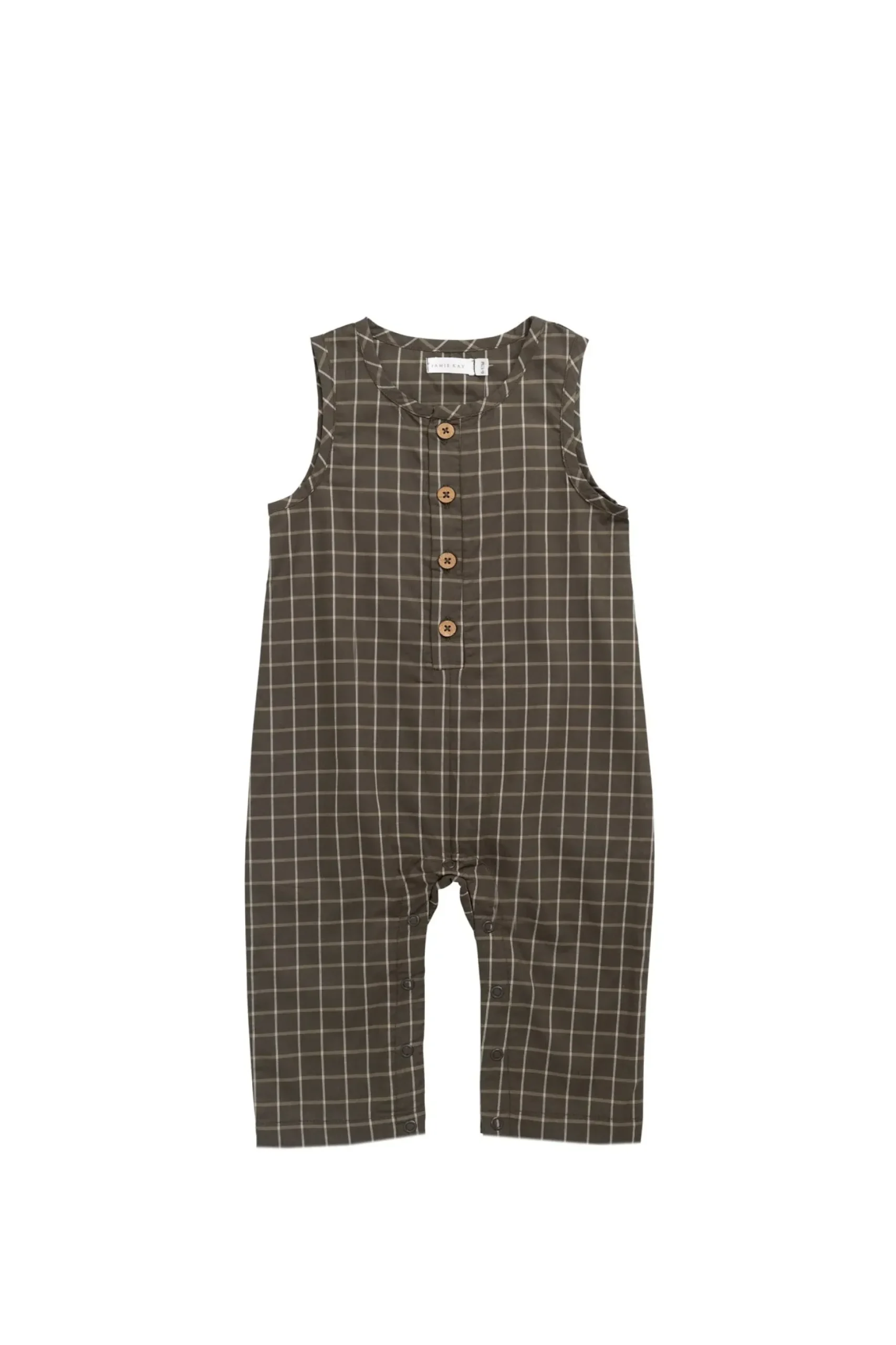 Organic Cotton Milo Jumpsuit - Variegated Grid Tarmac