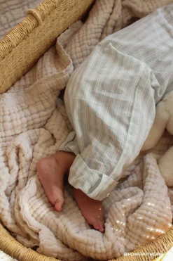 Organic Cotton Milo Jumpsuit - Variegated Stripe Shoreline
