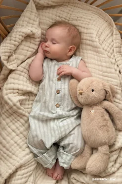 Organic Cotton Milo Jumpsuit - Variegated Stripe Shoreline