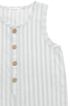 Organic Cotton Milo Jumpsuit - Variegated Stripe Shoreline