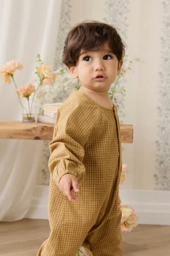 Organic Cotton Milton Onepiece - Windowpane Check Buckwheat