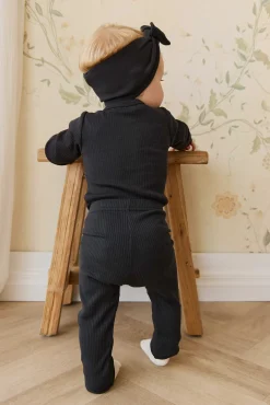 Organic Cotton Modal Long Sleeve Bodysuit - Ebony