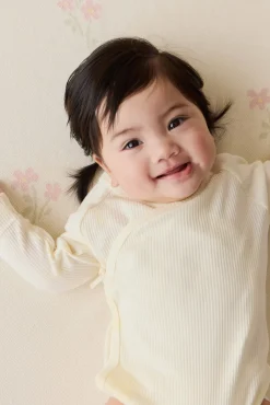 Organic Cotton Modal Marina Long Sleeve Bodysuit - Parchment