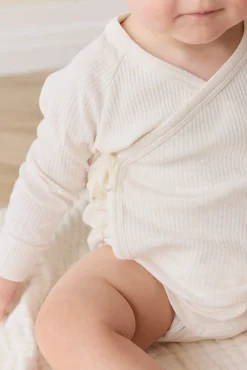 Organic Cotton Modal Marina Long Sleeve Bodysuit - Icing Marle