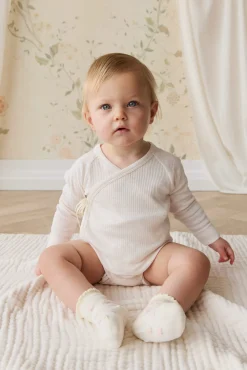 Organic Cotton Modal Marina Long Sleeve Bodysuit - Icing Marle