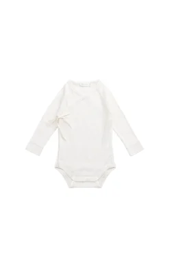 Organic Cotton Modal Marina Long Sleeve Bodysuit - Icing Marle
