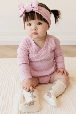 Organic Cotton Modal Marina Long Sleeve Bodysuit - Orchid Marle