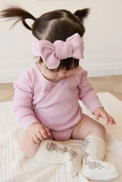 Organic Cotton Modal Marina Long Sleeve Bodysuit - Orchid Marle