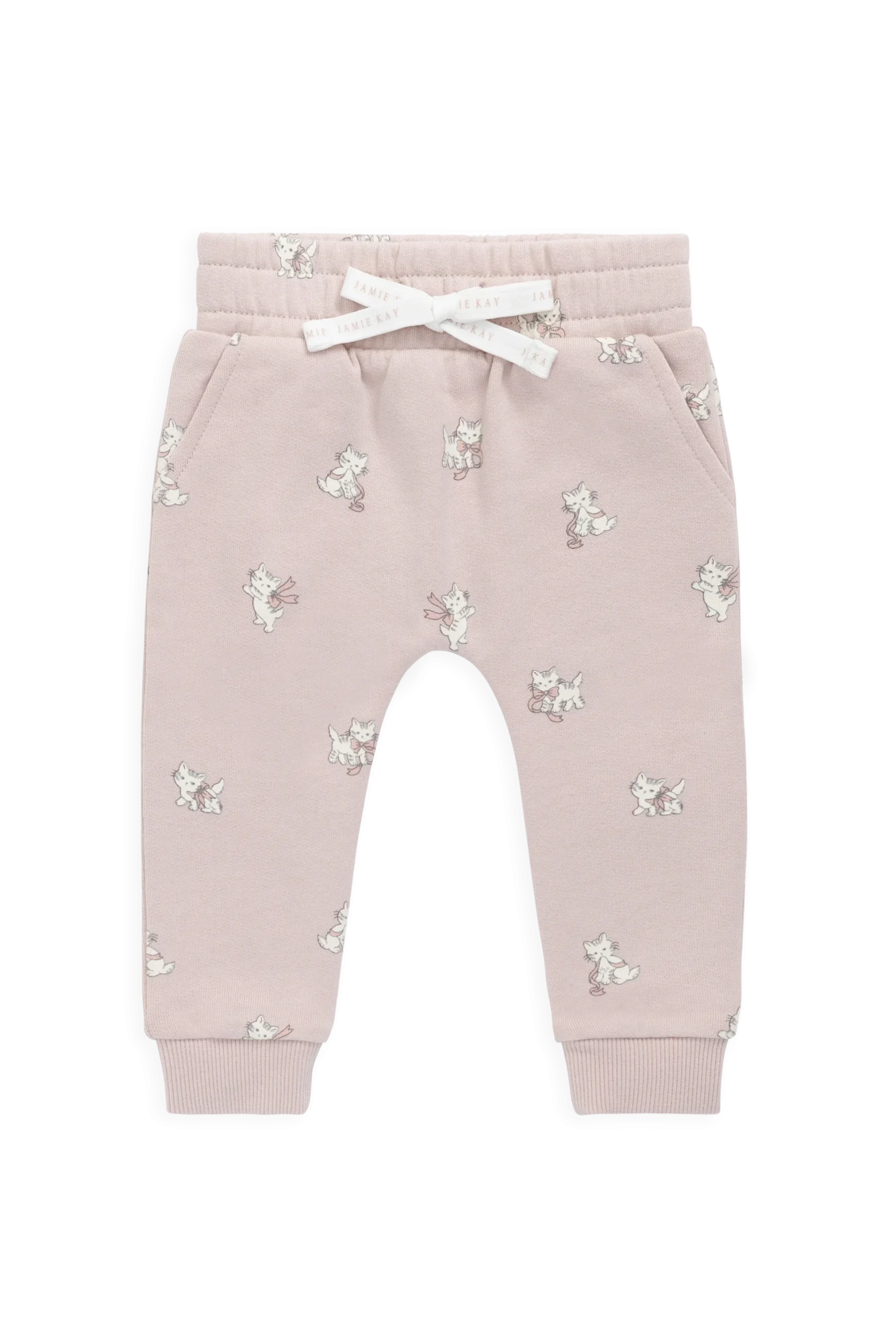 Organic Cotton Morgan Track Pant-Bow Kitties Mauve