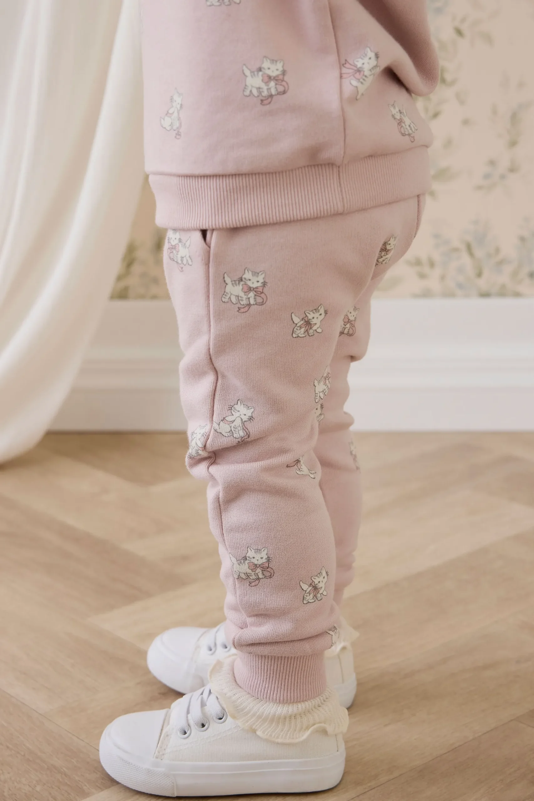 Organic Cotton Morgan Track Pant-Bow Kitties Mauve
