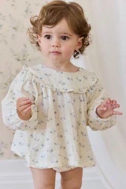 Organic Cotton Muslin Amira Blouse-Molly Blue
