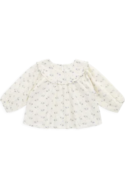 Organic Cotton Muslin Amira Blouse-Molly Blue
