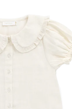Organic Cotton Muslin Bowie Blouse - Parchment