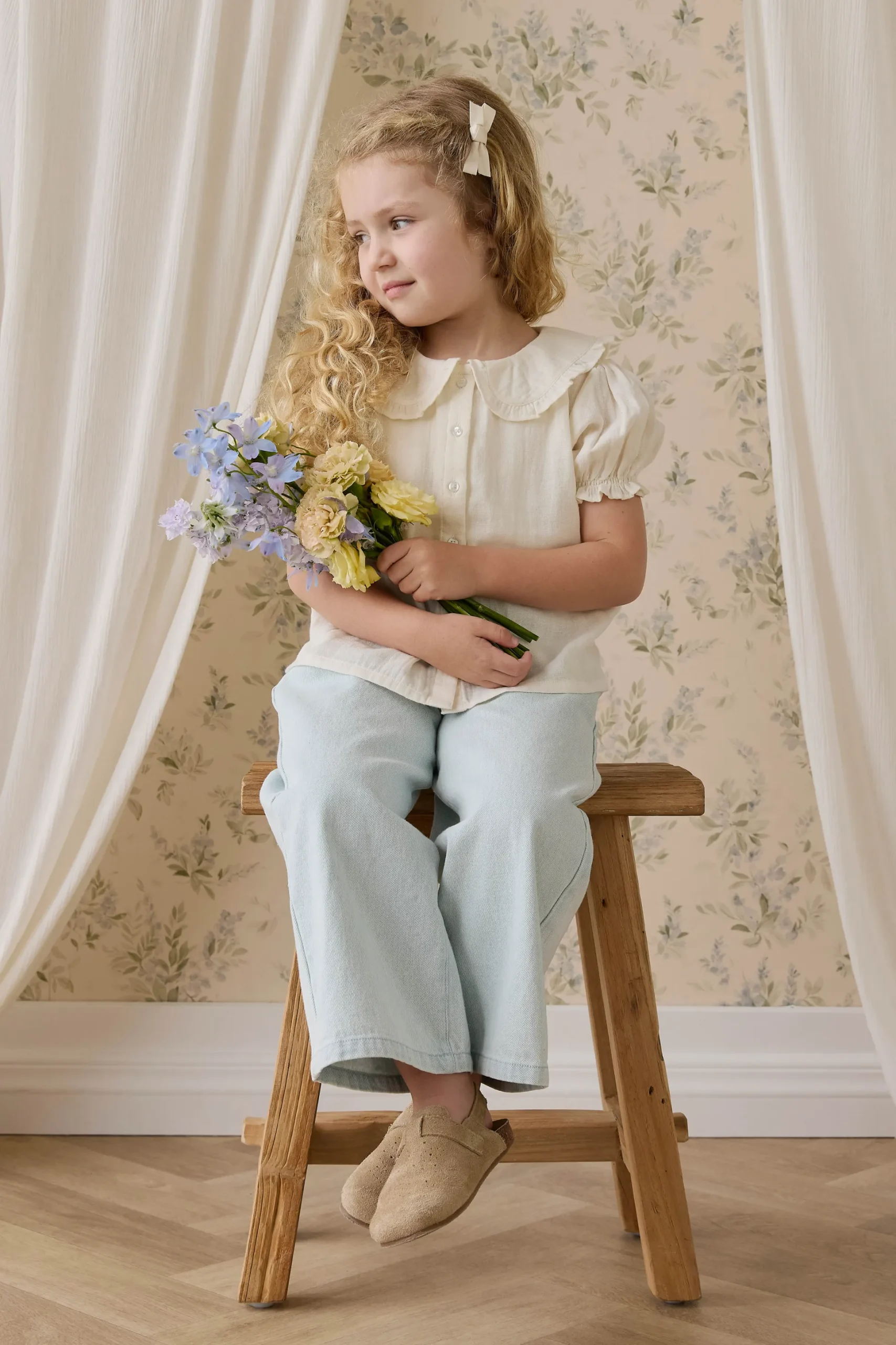 Organic Cotton Muslin Bowie Blouse - Parchment
