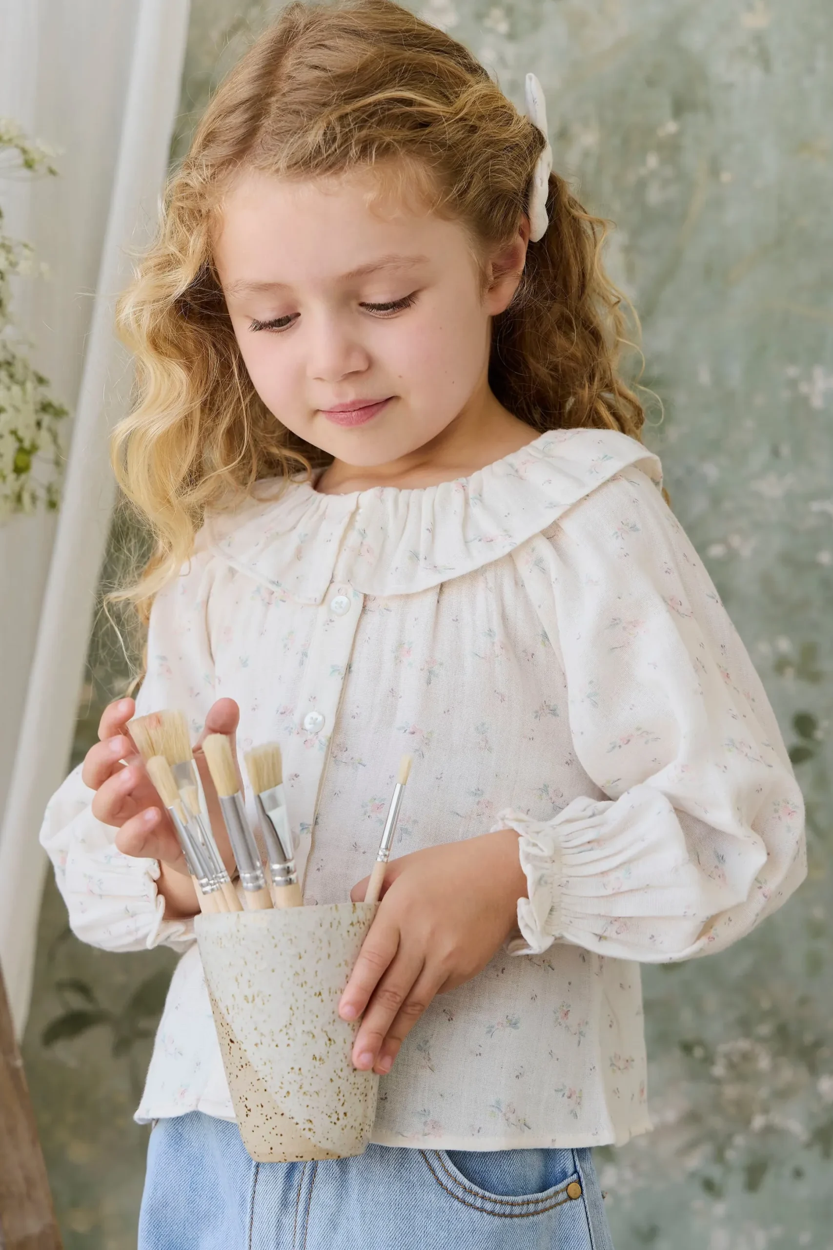 Organic Cotton Muslin Christabel Blouse - Solange Snow