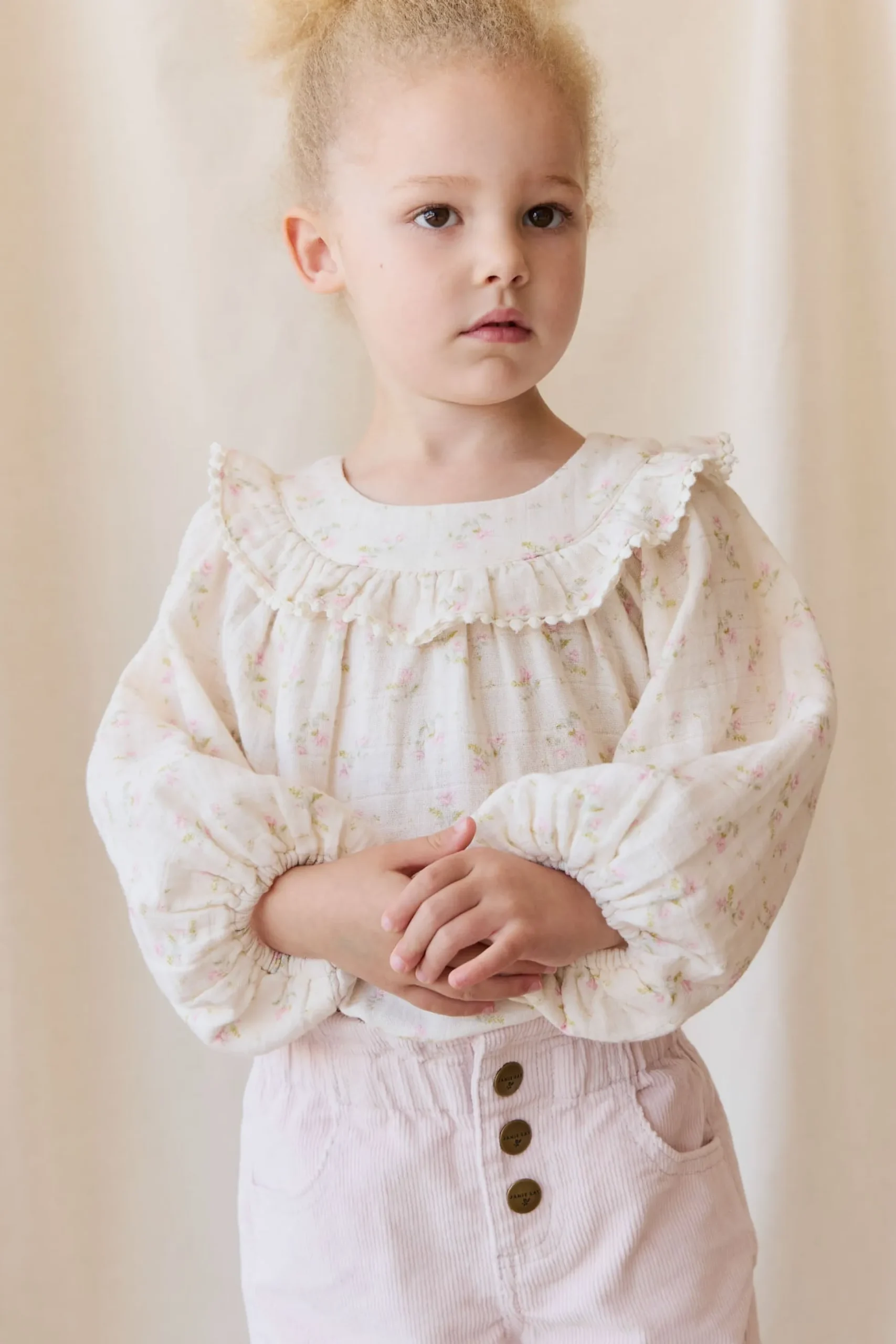 Organic Cotton Muslin Cleo Blouse - Emelia Pink