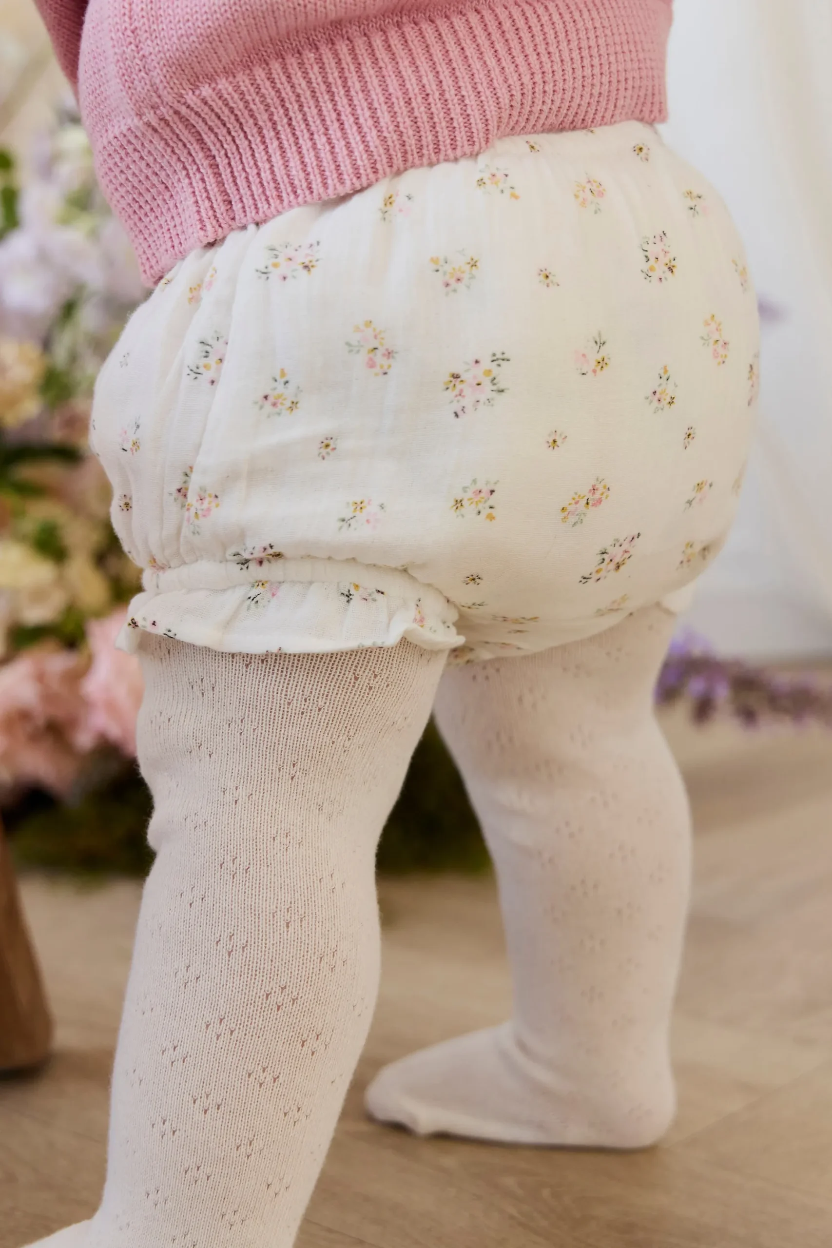 Organic Cotton Muslin Frill Bloomer - Ayla Whisper