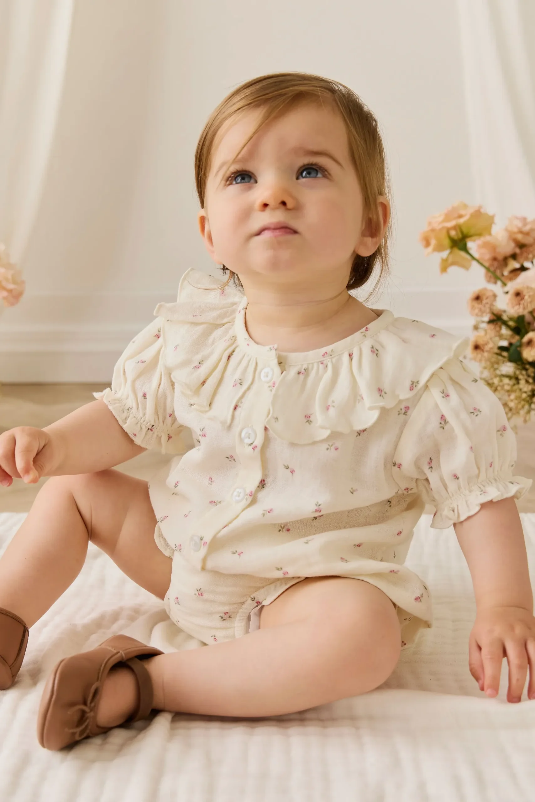 Organic Cotton Muslin Frill Bloomer - Willow Rose